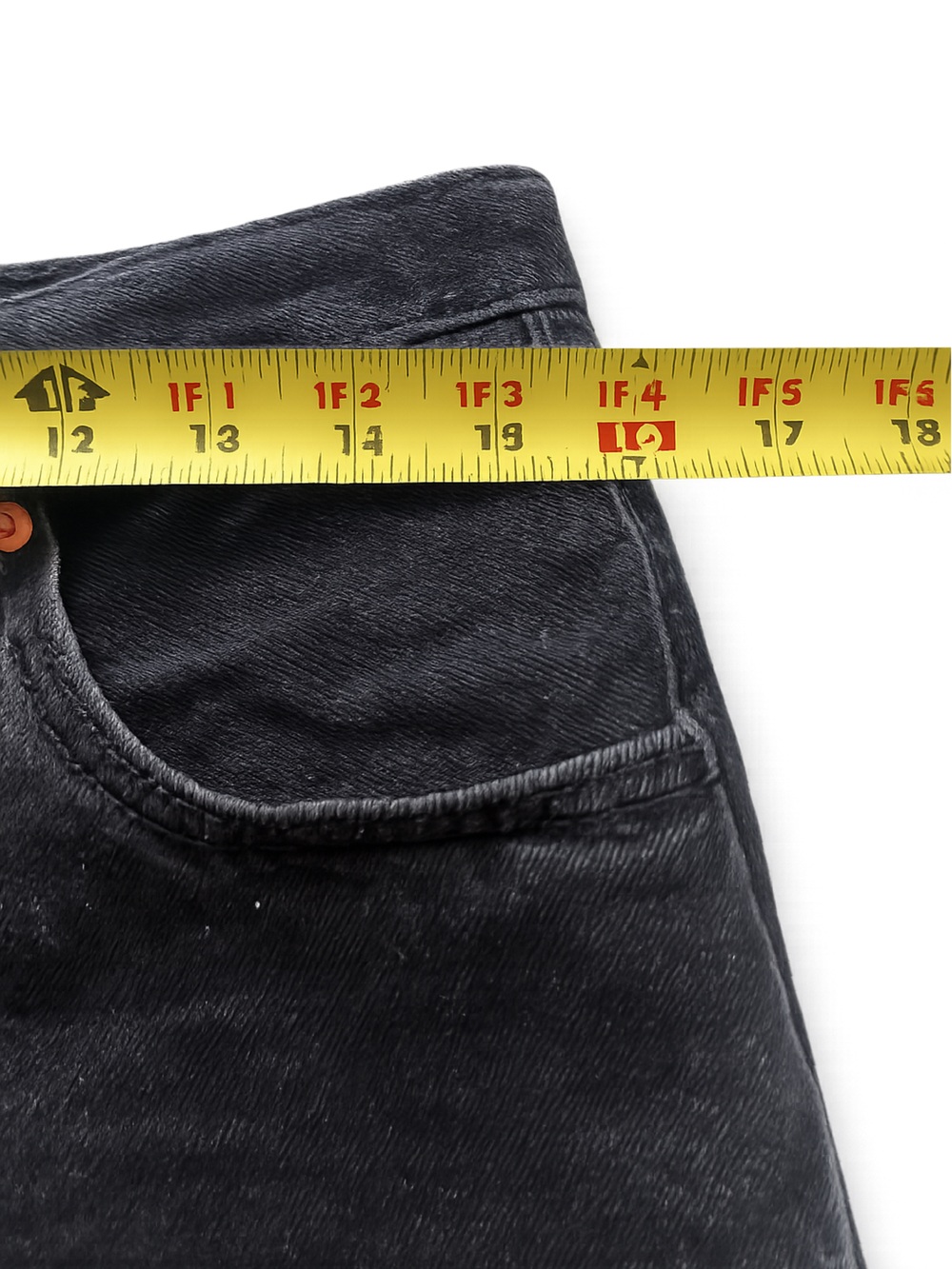 Levi 501 Black Denim Short | W27 | High Rise | Distressed - Picture 2 of 7